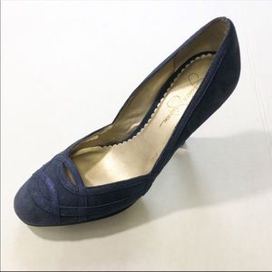 Jessica Simpson blue suede platform heels size 7.5